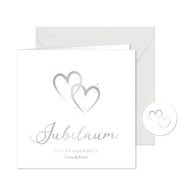 Hochzeitsjubiläum silberne Herzen Silberhochzeit Einladung