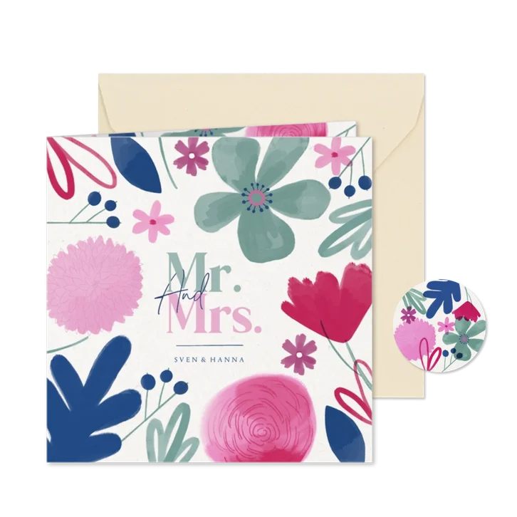 Hochzeitskarte Einladung Aquarellblumen