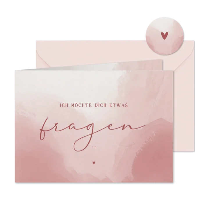 Hochzeitskarte Trauzeuge fragen Wasserfarbe Altrosa