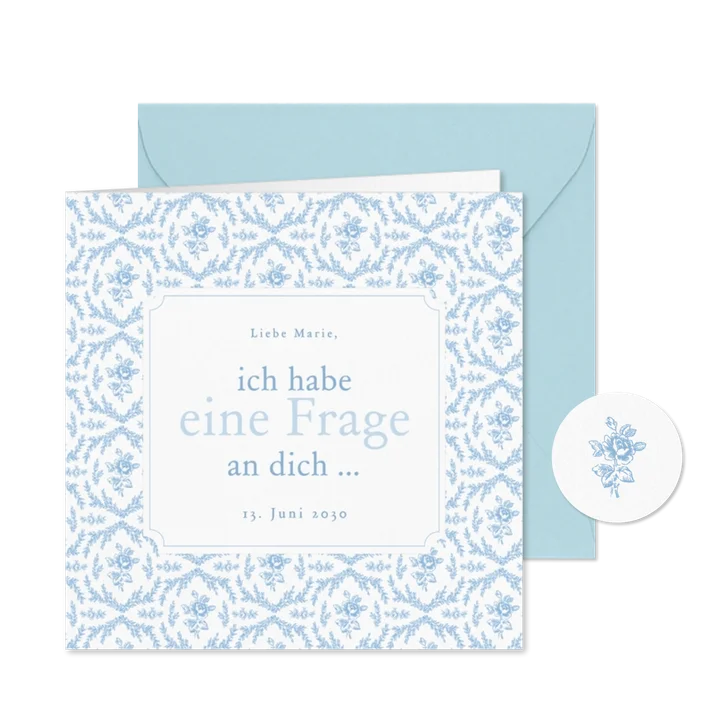 Hochzeitskarte Trauzeugin fragen englische Rose romantisch