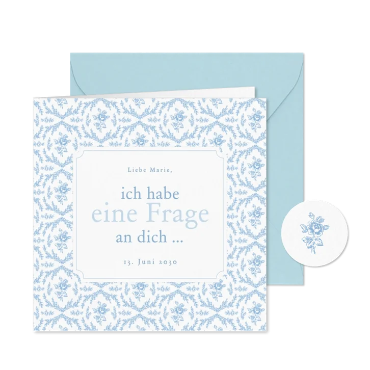 Hochzeitskarte Trauzeugin fragen englische Rose romantisch