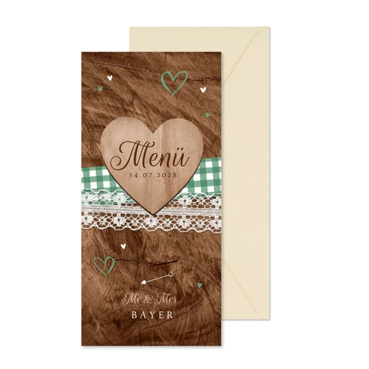 Hochzeitsmenükarte Trachtenlook