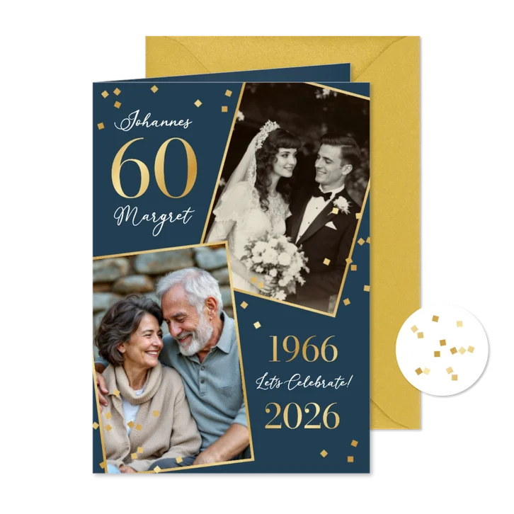 Jubiläumsfeier Einladungskarte 60. Hochzeitstag Fotocollage