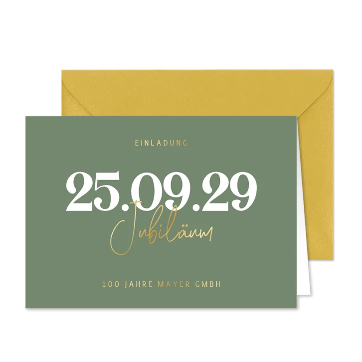 Jubiläumskarte Datum & Goldschrift