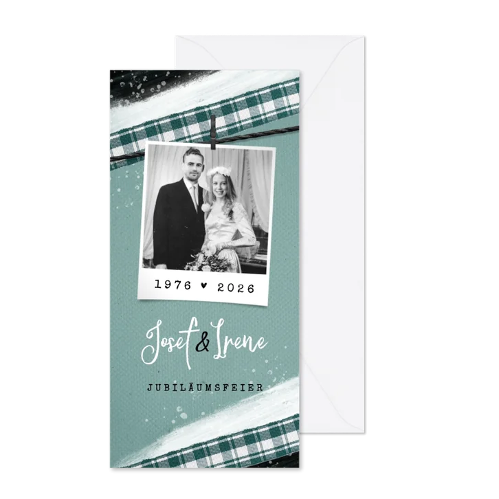 Jubiläumskarte Hochzeitstag vintage mit Foto