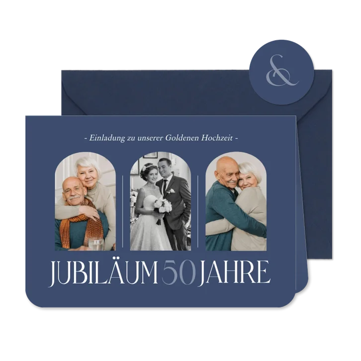 Karte Einladung zur Goldenen Hochzeit Fotoreihe