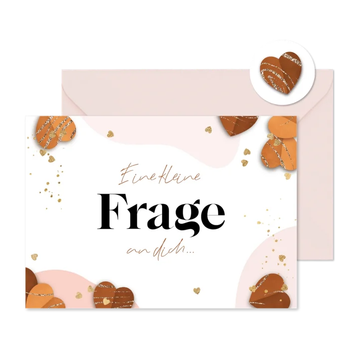 Karte Frage an Trauzeugin Herzchen Goldstreifen