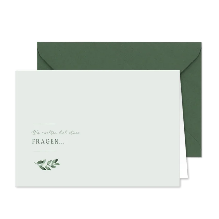 Karte für Trauzeugen grüner Zweig