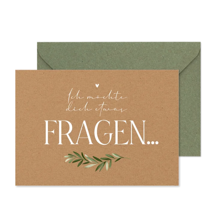 Karte für Trauzeugen Zweig auf Kraftpapier
