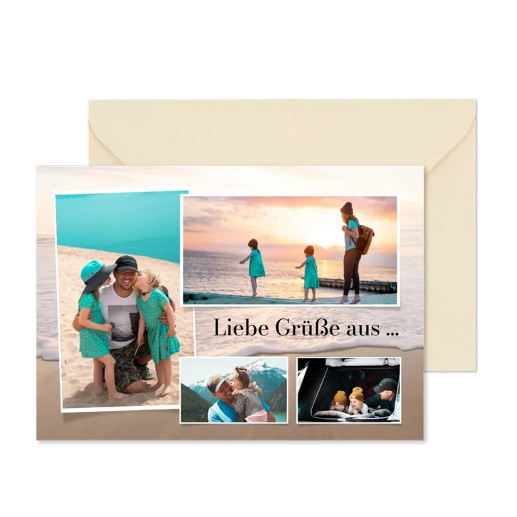 Karte mit Fotos Strandmotiv Urlaubsgrüße