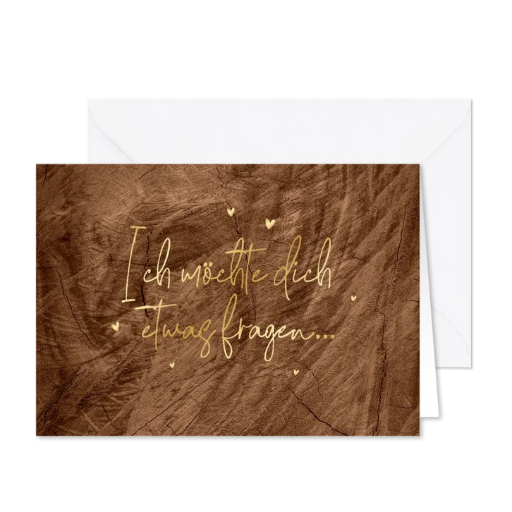 Karte Trauzeuge Schrift Goldlook auf Holz