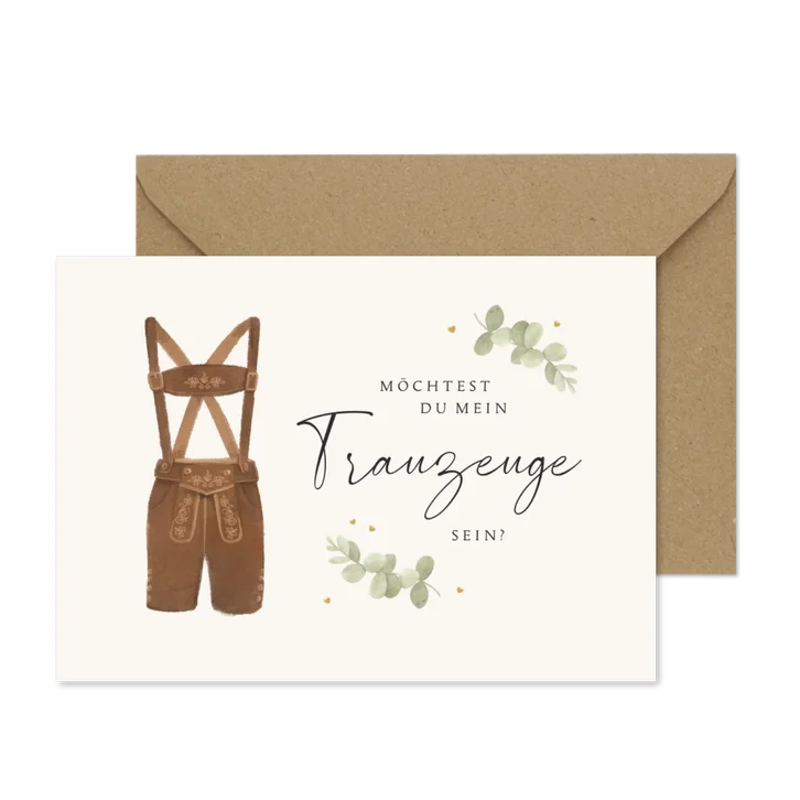 Karte Trauzeuge Trachtenhochzeit Lederhose