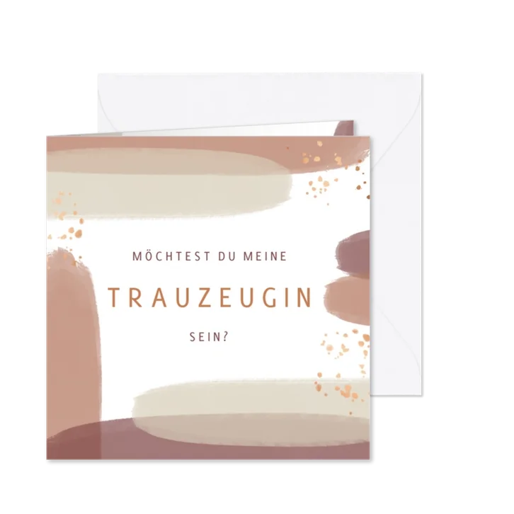 Karte Trauzeugin fragen Pinselstriche Kupferlook