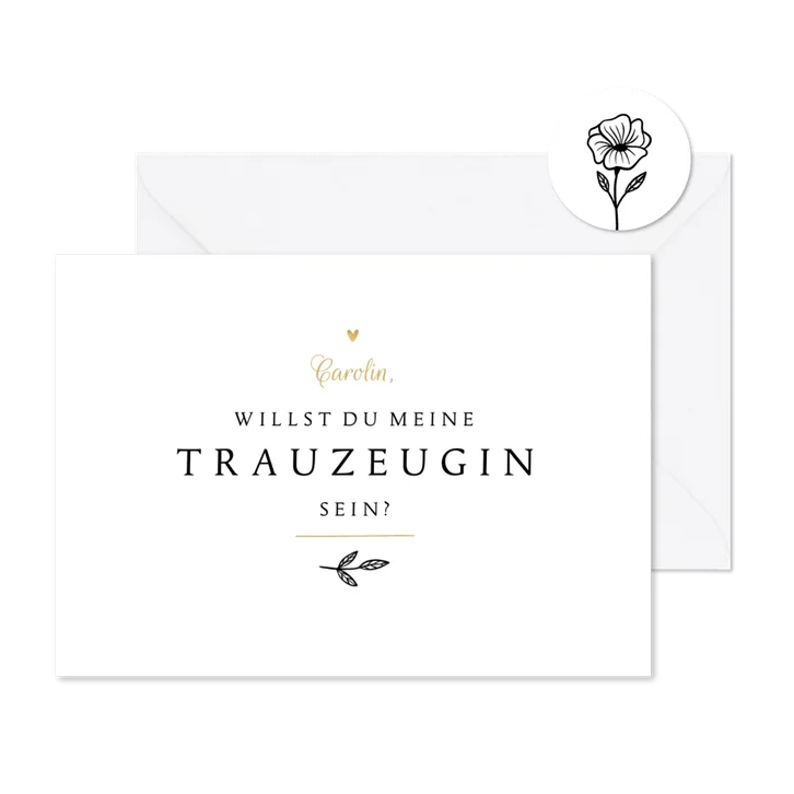 Karte 'Trauzeugin' klassisch