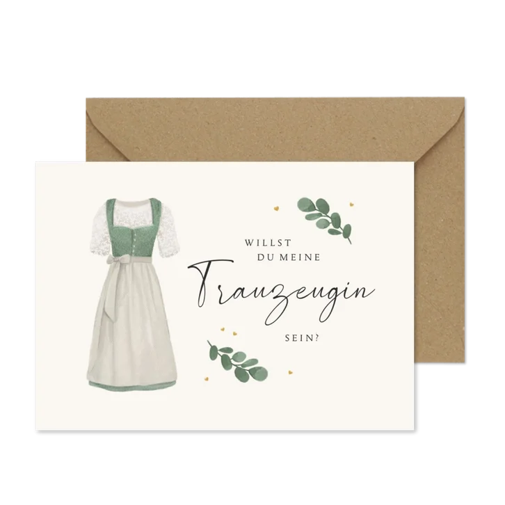 Karte Trauzeugin Trachtenhochzeit Dirndl