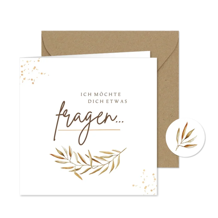 Karte Trauzeugin / Trauzeugen fragen feine Zweige