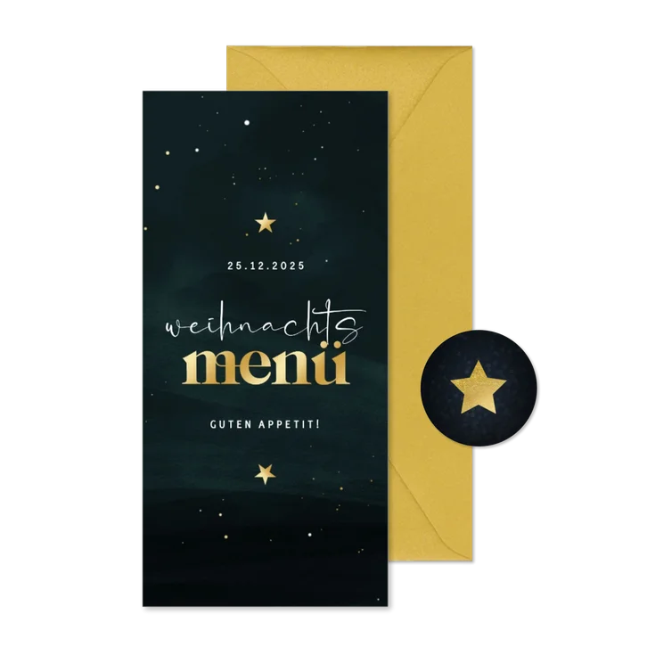 Karte Weihnachtsmenü Schrift in Goldlook