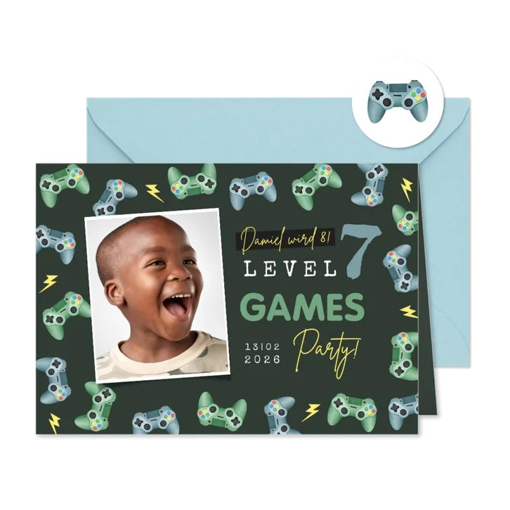 Kindergeburtstag 7 Jahre Einladung Gamingparty
