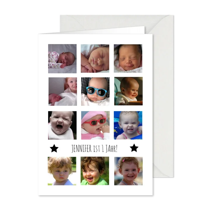 Kindergeburtstag Einladung 12 Monate Fotocollage