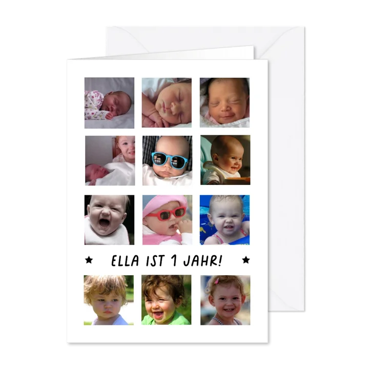 Kindergeburtstag Einladung 12 Monate Fotocollage