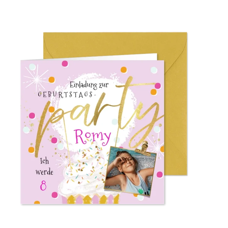 Kindergeburtstagseinladung 8 Jahre Party fröhliche Konfetti