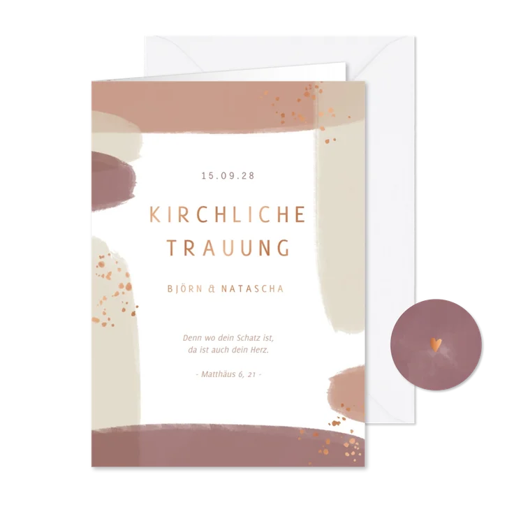 Kirchenheft-Vorlage Trauung abstrakte Pinselstriche 