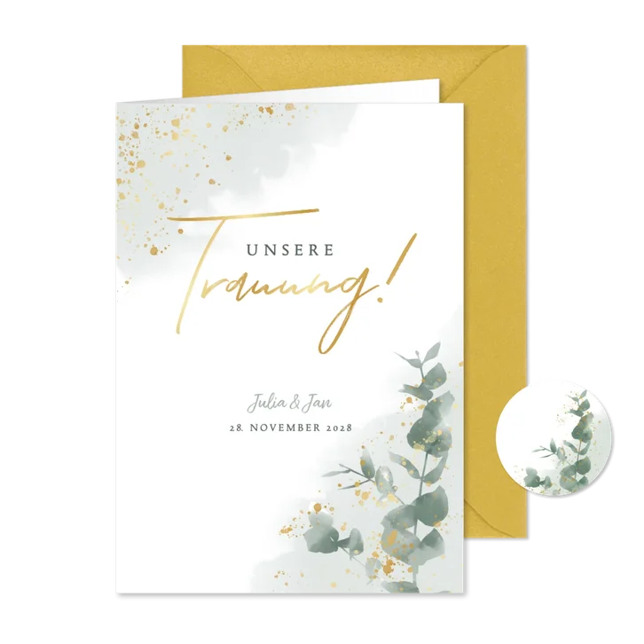 Kirchenheft zur Hochzeit Eukalyptus & Gold