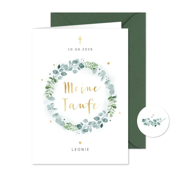 Kirchenheft zur Taufe botanischer Blumenkranz