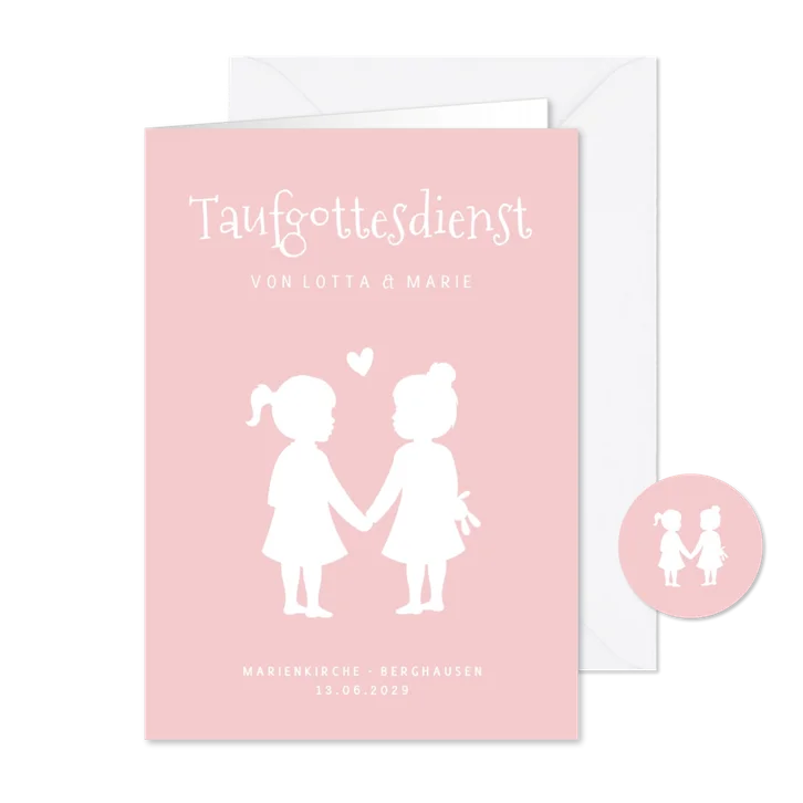 Kirchenheft zur Taufe Zwilling zwei Mädchen Silhouette