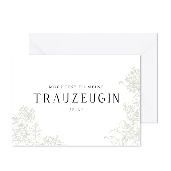 Klassische Karte Trauzeugin Blumendekor