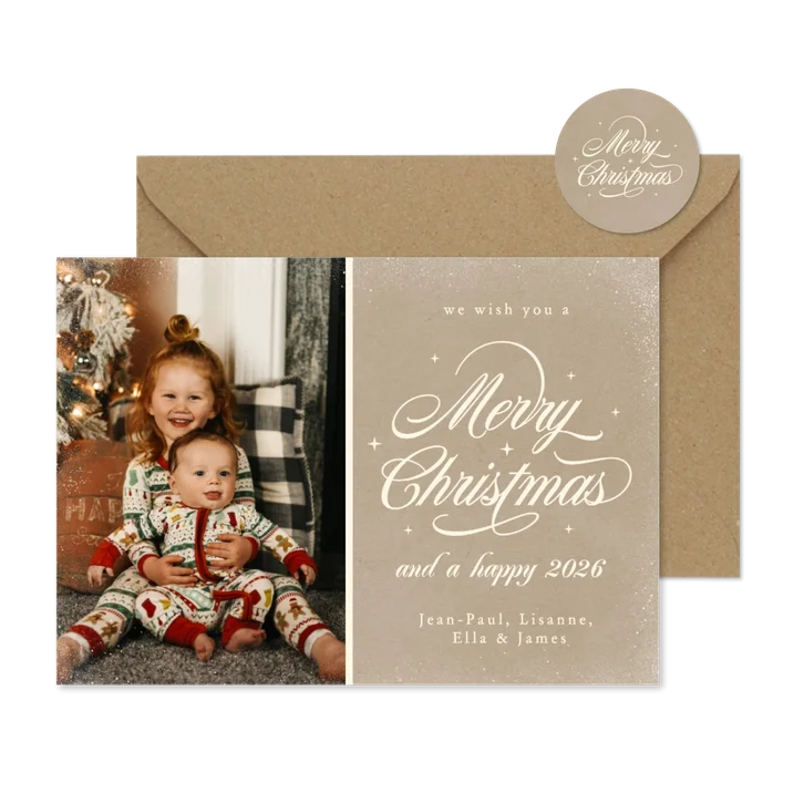 Klassische Weihnachtskarte mit Foto Kraftpapieroptik 