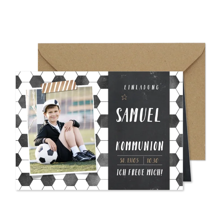 Kommunionskarte eigene Fotos Fußball
