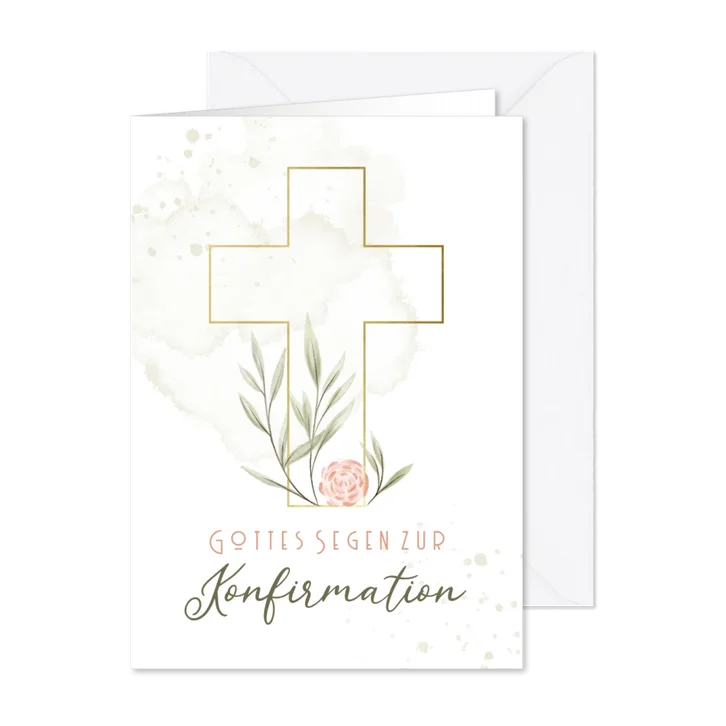 Konfirmation Glückwunschkarte mit Blumenkreuz