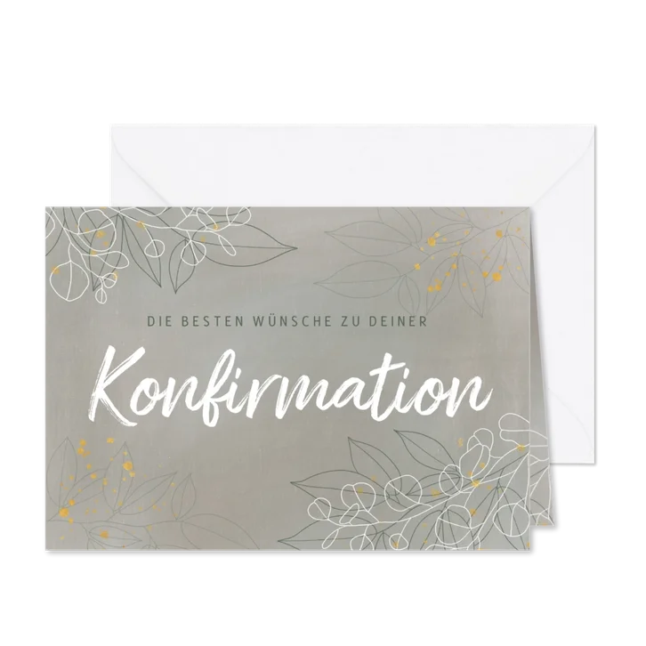 Konfirmation Karte Glückwunsch filigrane Blätter