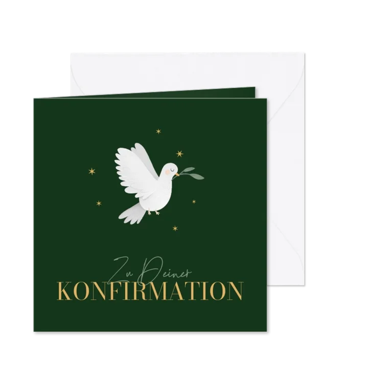 Konfirmations-Glückwunschkarte Taube mit Zweig