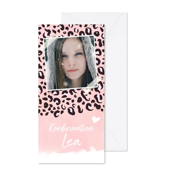 Konfirmationseinladung Foto Tierprint rosé