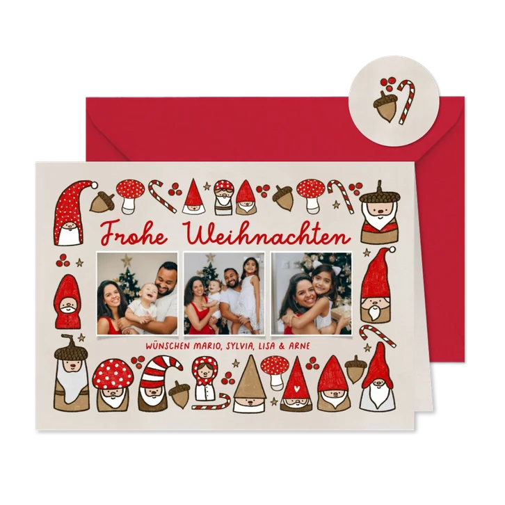 Lustige Wichtel-Weihnachtskarte 3 Fotos