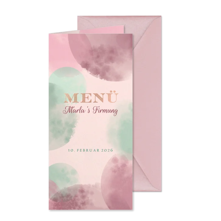 Menü-Karte zur Firmung Punkte und Roségold