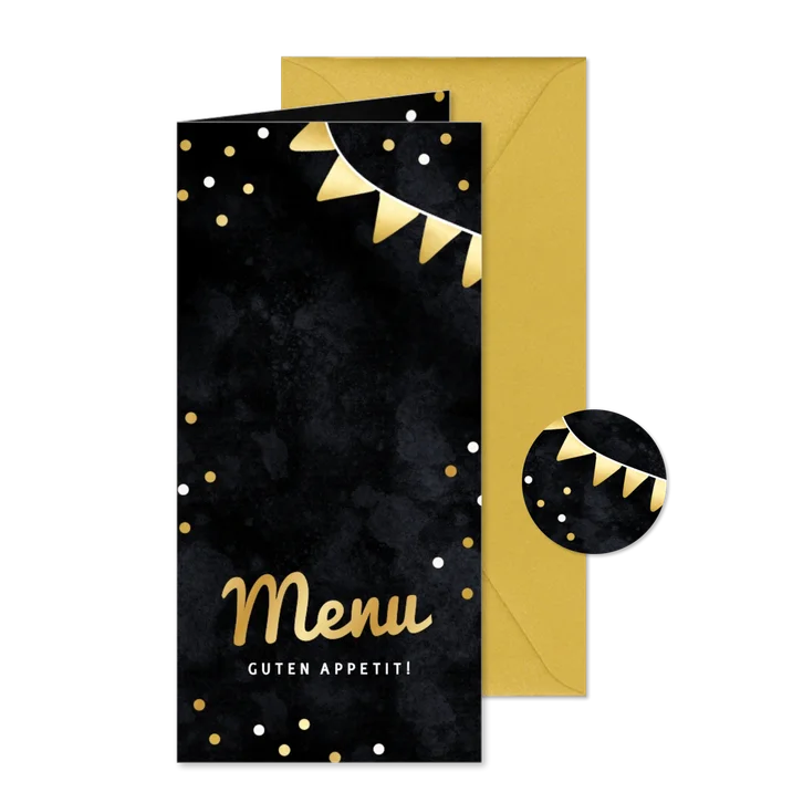 Menükarte Einschulungsfeier Schwarz & Gold