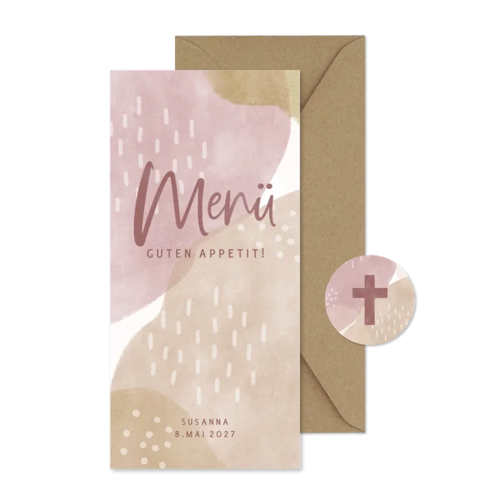Menükarte Firmung Aquarell rosé
