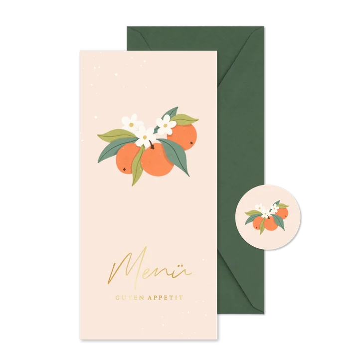 Menükarte Hochzeit Orangenblüten
