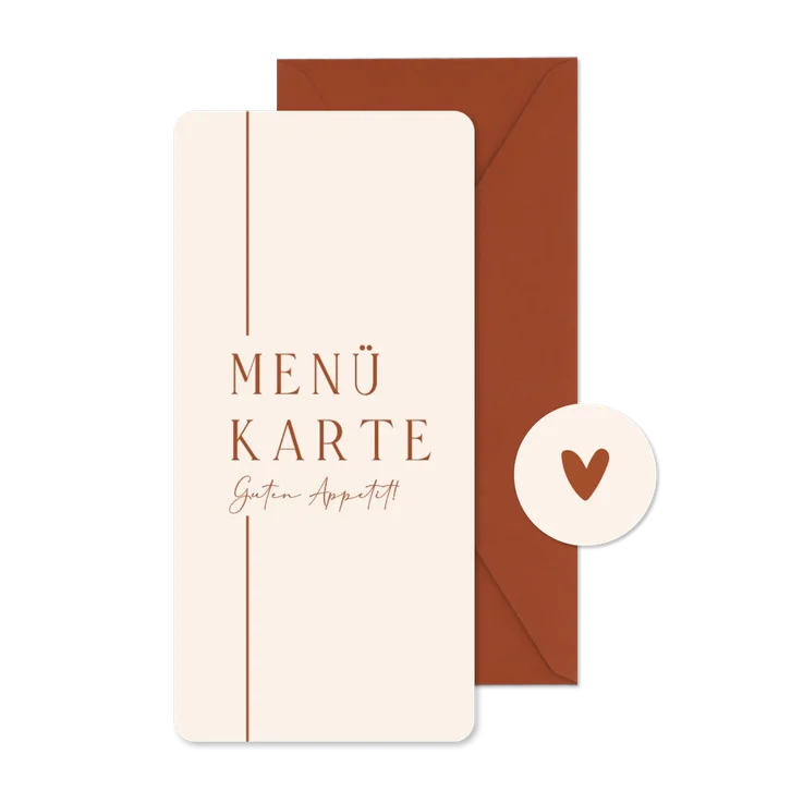 Menükarte Hochzeitsessen elegant mit Linien