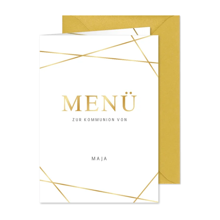Menükarte Kommunion goldene Linien
