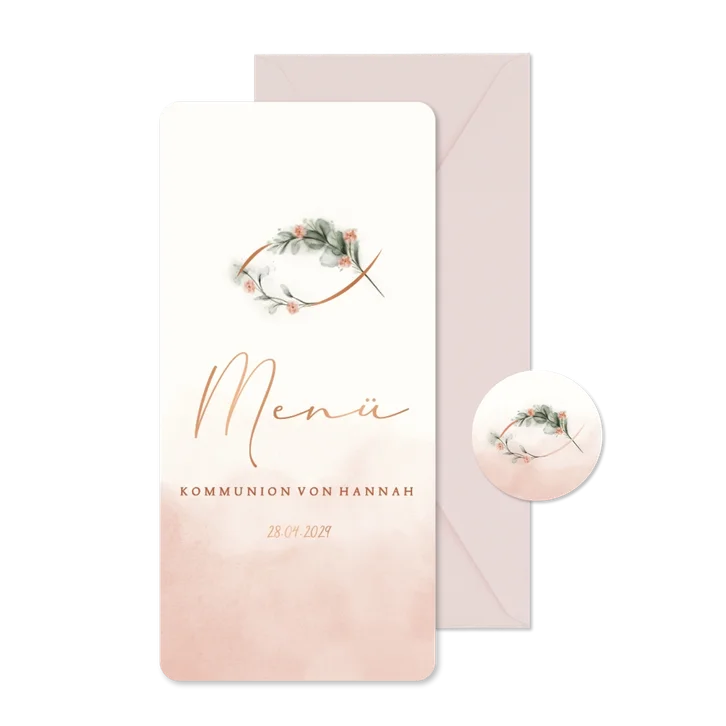 Menükarte Kommunionsfeier Fisch aus Zweigen
