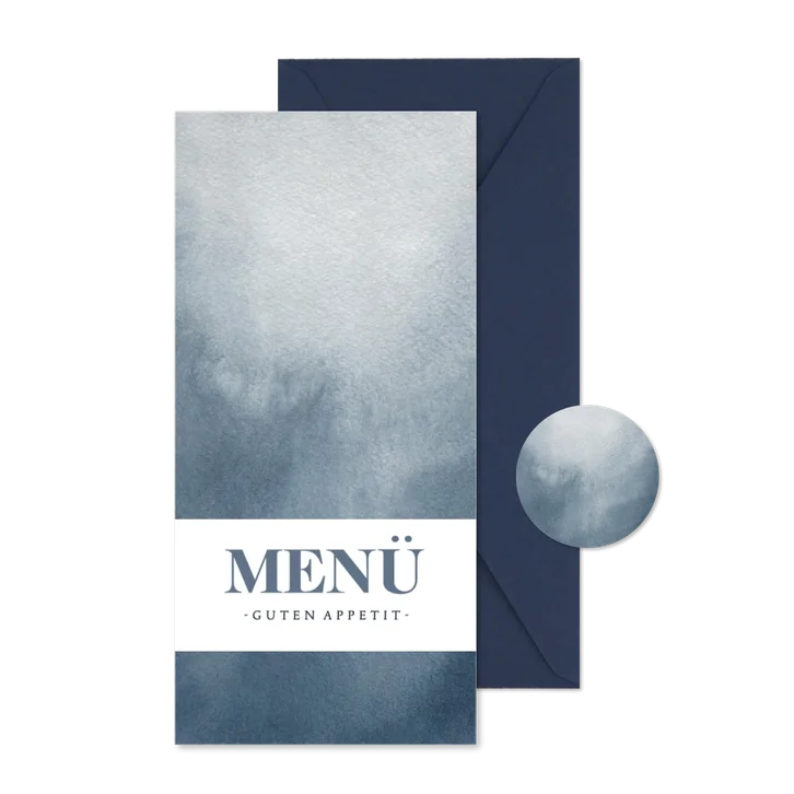 Menükarte Konfirmation blaues Aquarell