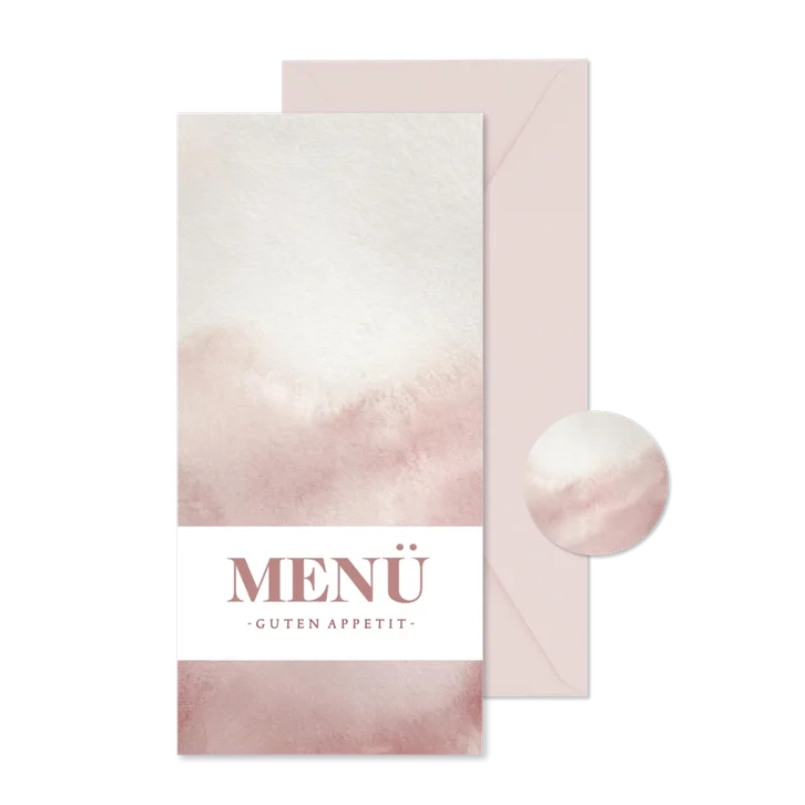 Menükarte Konfirmation rosa Aquarell