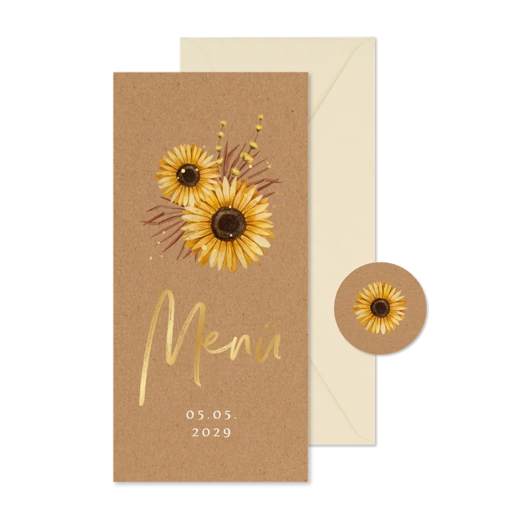 Menükarte Konfirmation Sonnenblumen