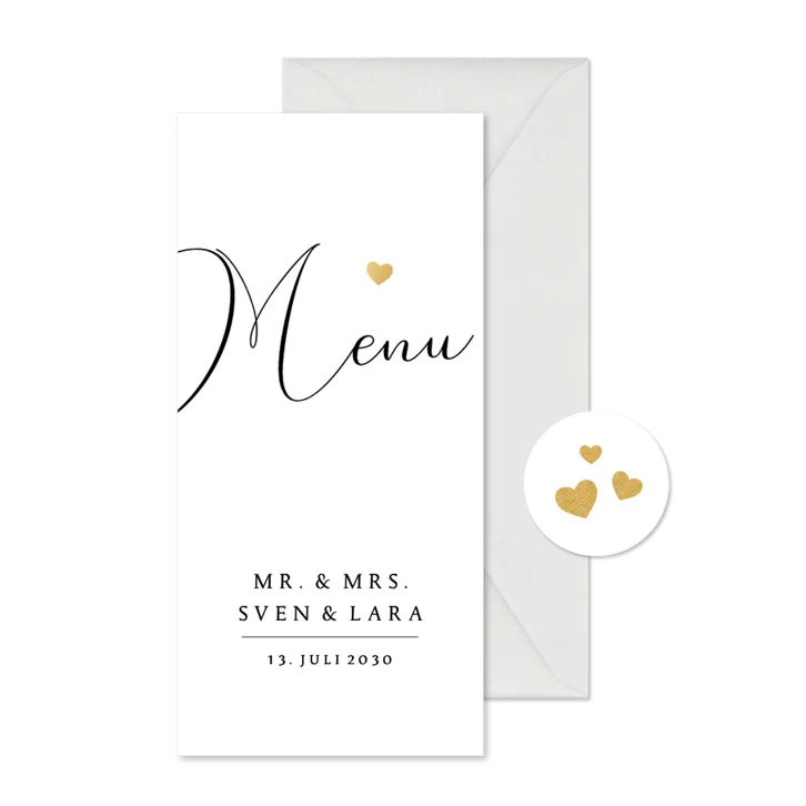 Menükarte schlicht Kalligrafie schwarz weiß