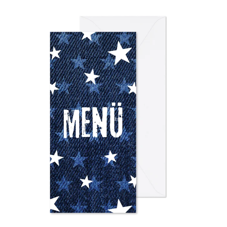 Menükarte zur Kommunion Denimlook