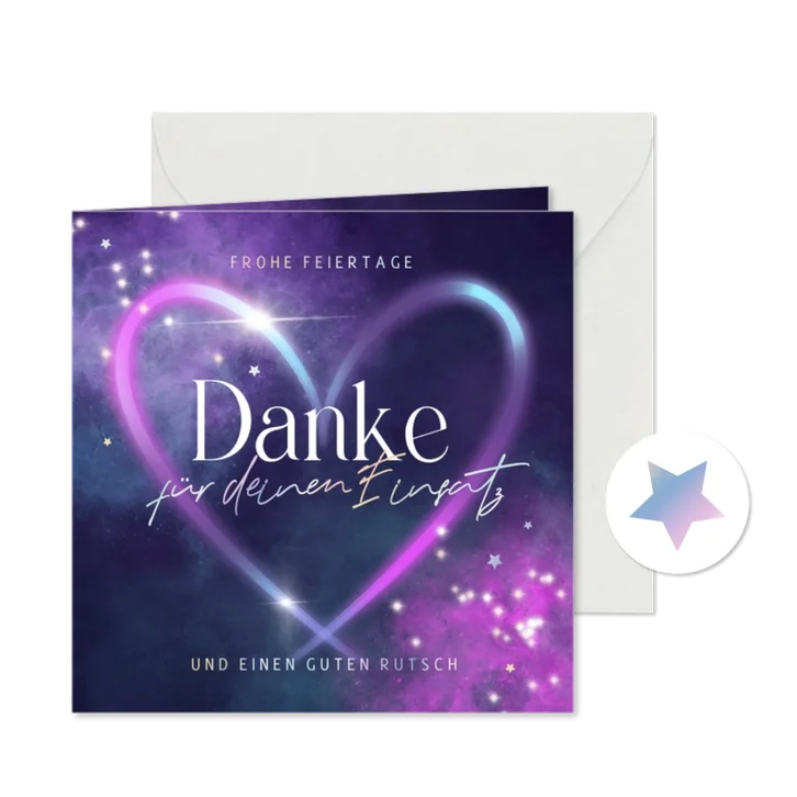 Mitarbeiter-Dankeskarte Weihnachten lila Herz